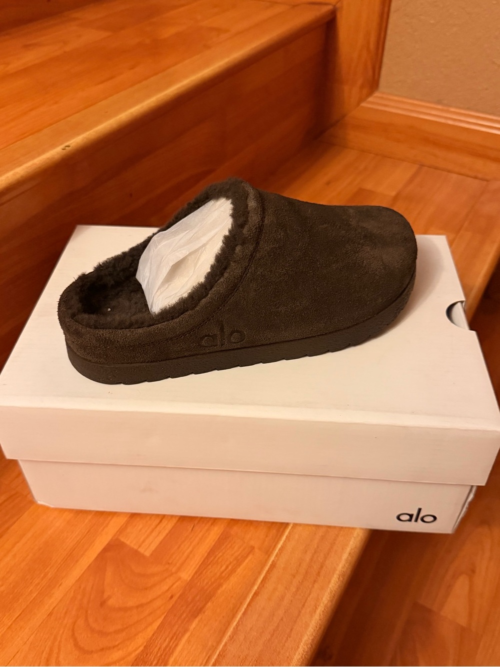 ALO Yoga Dark Brown Fleece-Lined Slip-On Clog